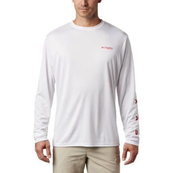 Pánské Mikiny Columbia PFG Terminal Tackle Destination Long Sleeve Bílé KQVRTN164